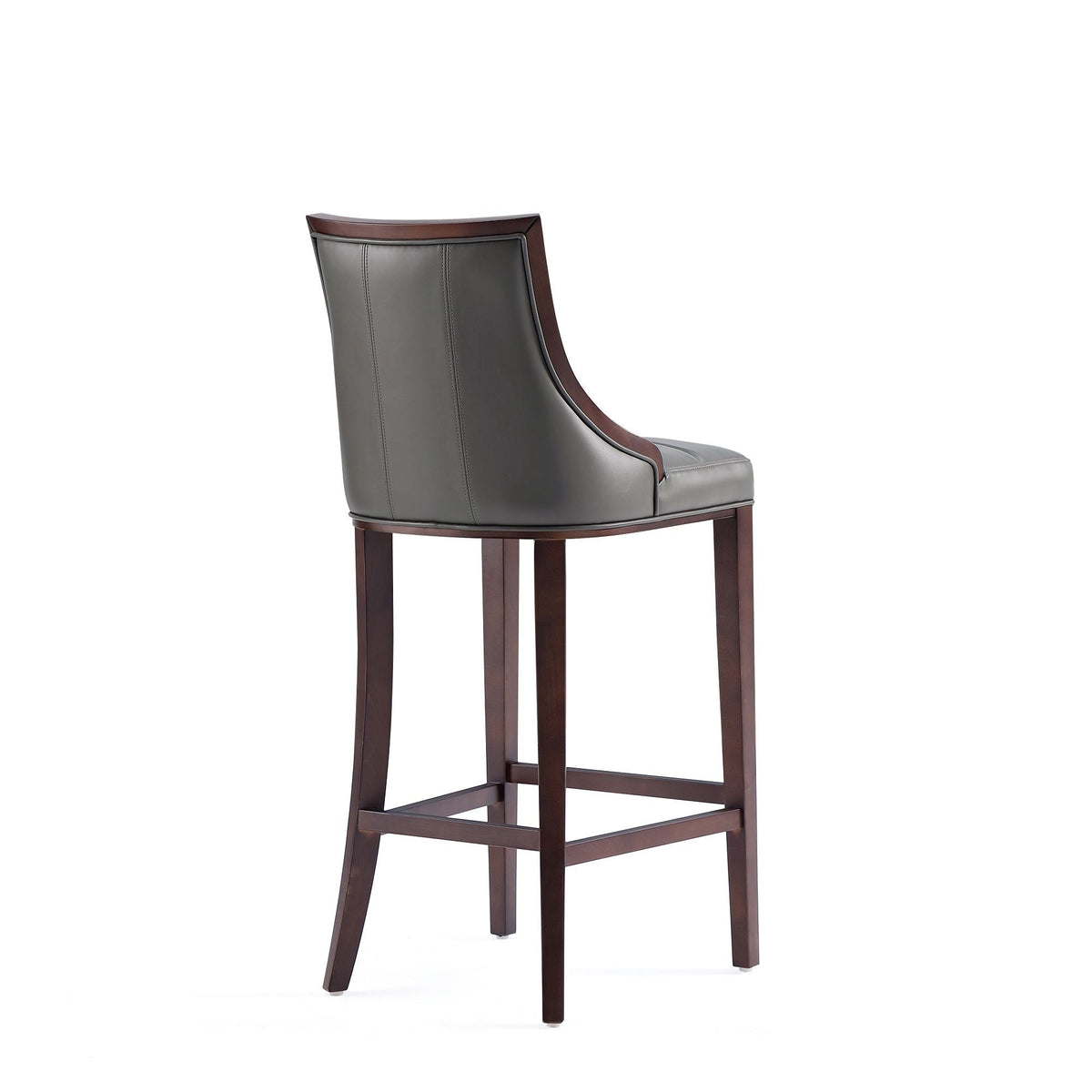 White Bar Height Stool with Solid Wood Frame - Traditional Design