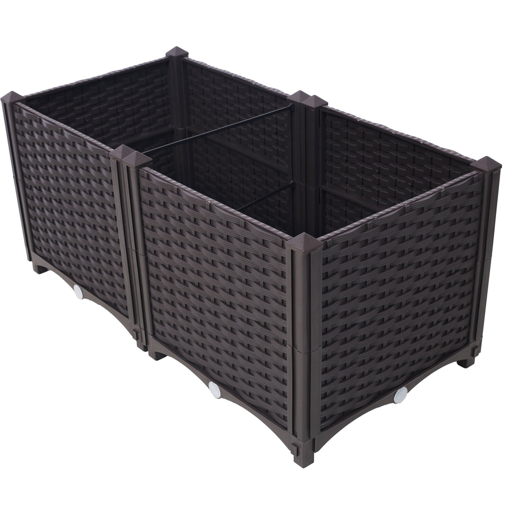 Deep Raised Garden Bed Planter Box with Self-Watering System - Polypropylene