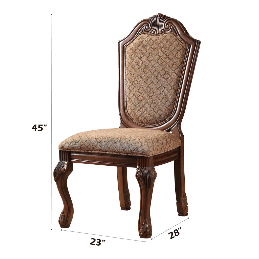 Chateau De Ville Side Chair Set of 2 with Fabric Seats - Brown / Cherry