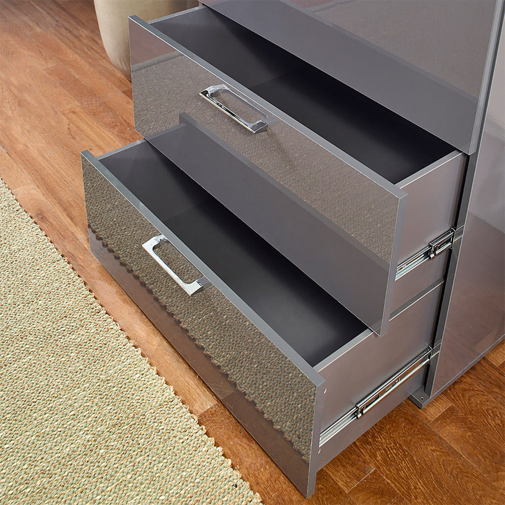 Glossy 4 Drawer Accent Chest with Deep Storage - Dark Gray or White