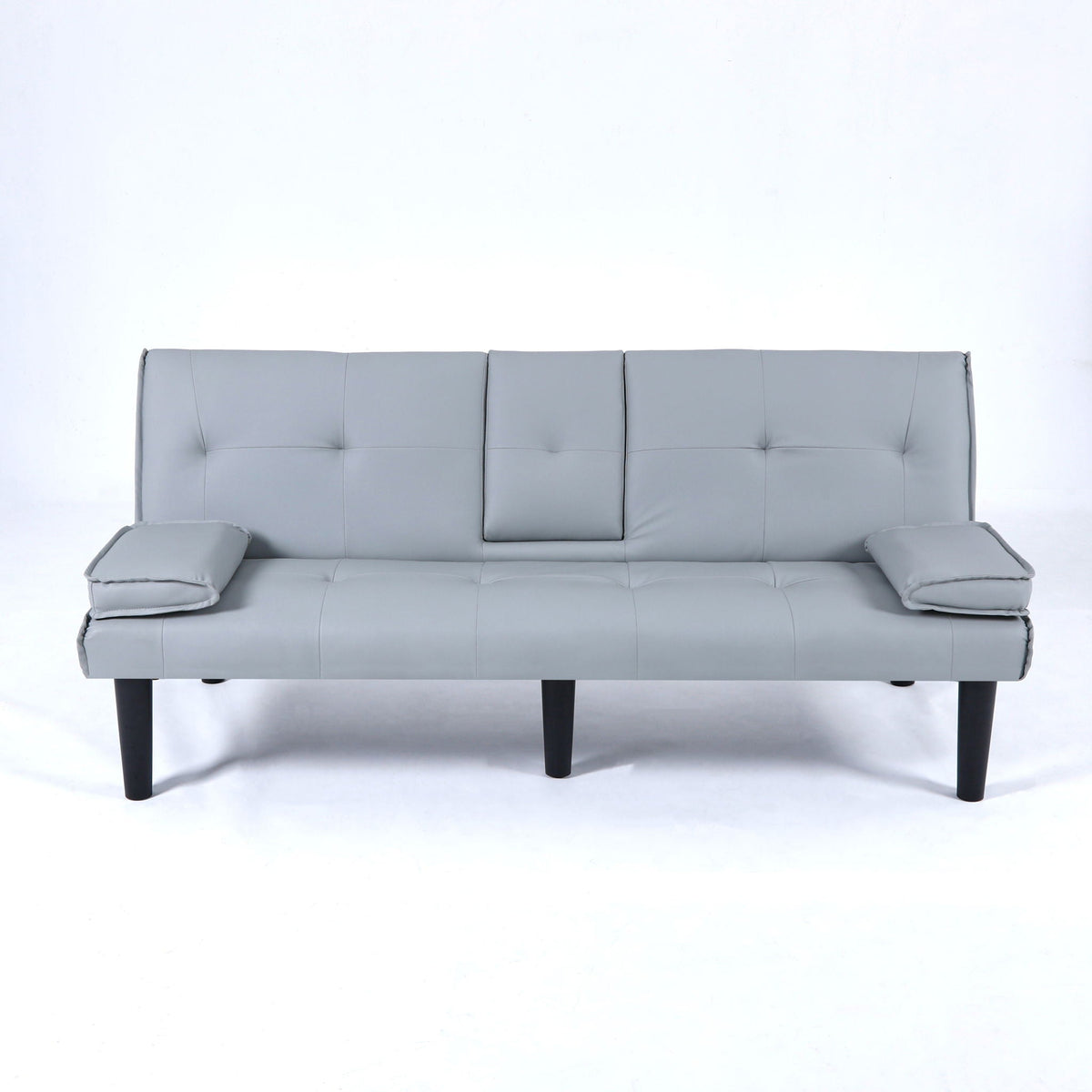 Foldable Sofa Bed with Cup Holder and Solid Wood Frame - Multiple Colors