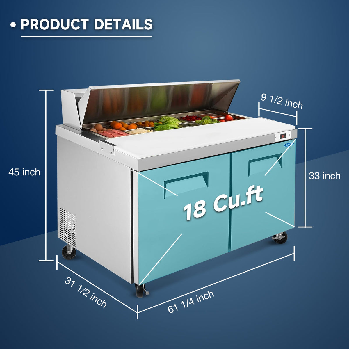 60" Commercial Refrigerators Prep Table with Butcher Block - Stainless Steel