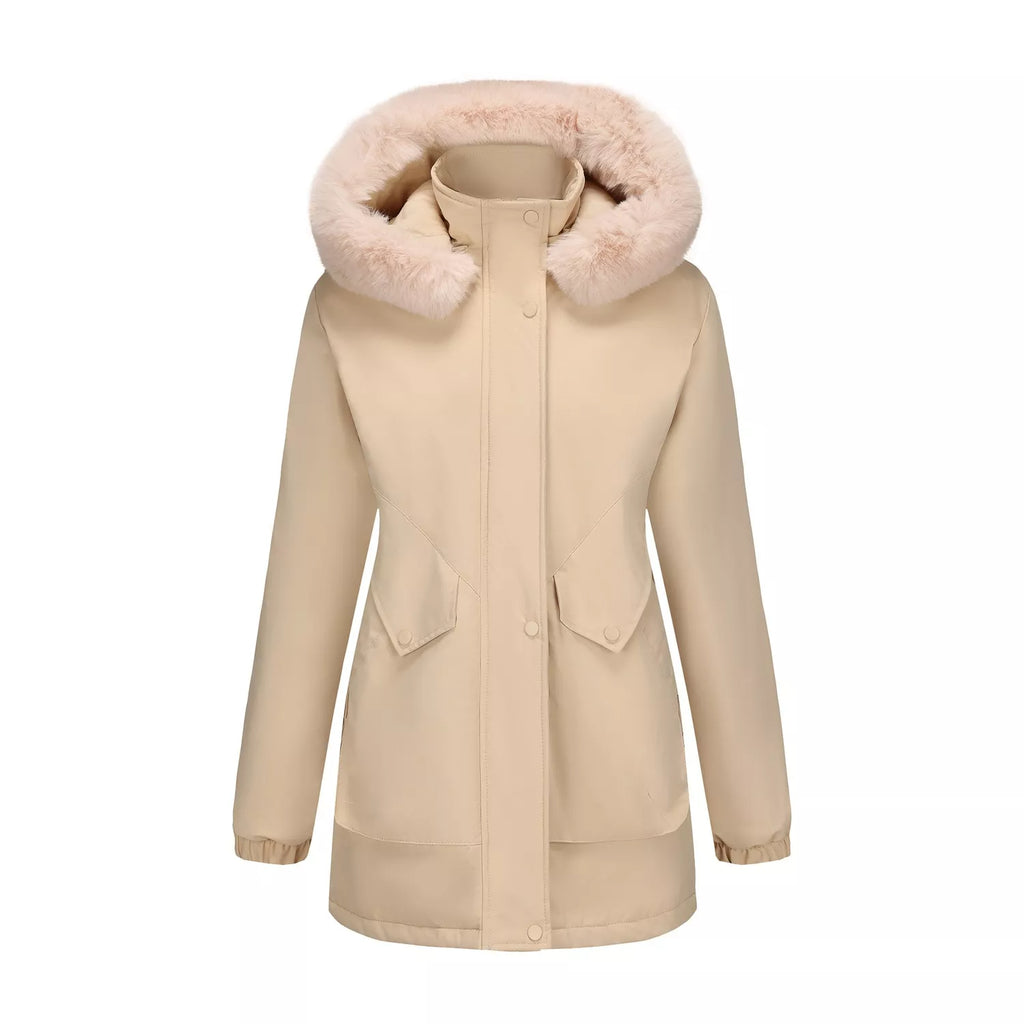 Full Size Fur Hooded Warm Winter Parka Outerwear Plus Size