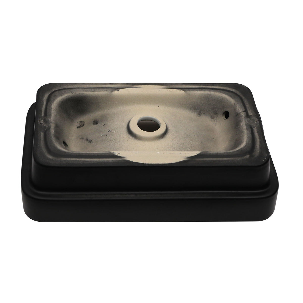 Semi Recessed Bathroom Sink with Vessel Design - Durable Glazed, White / Black