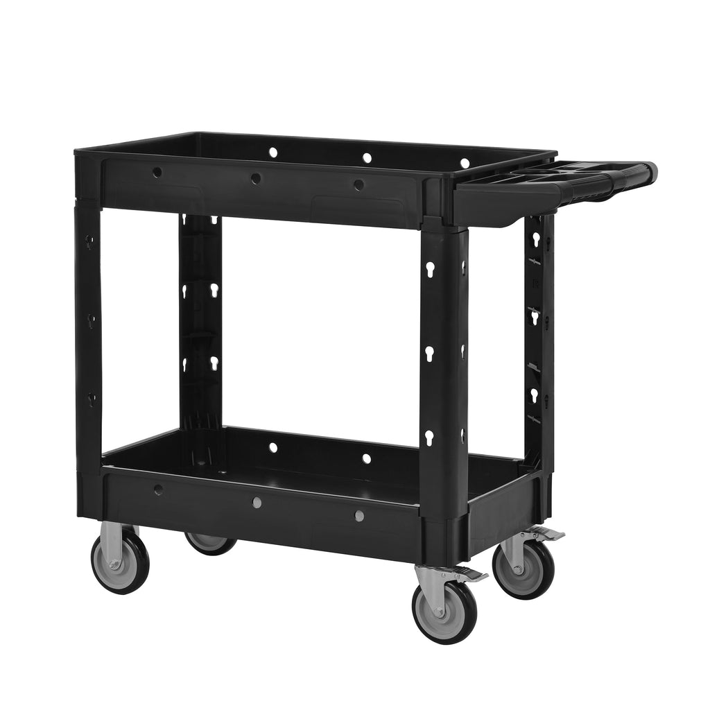 Two-Shelf Utility Cart with Wheels, 600 lbs Capacity - Polypropylene