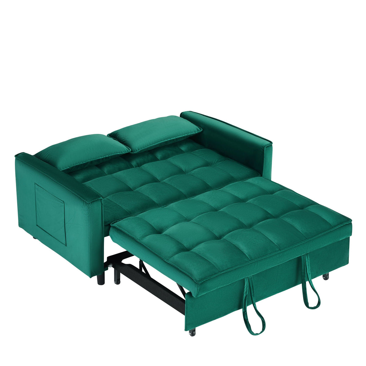 Convertible Velvet Sofa Bed with Storage Pockets - Multiple Colors