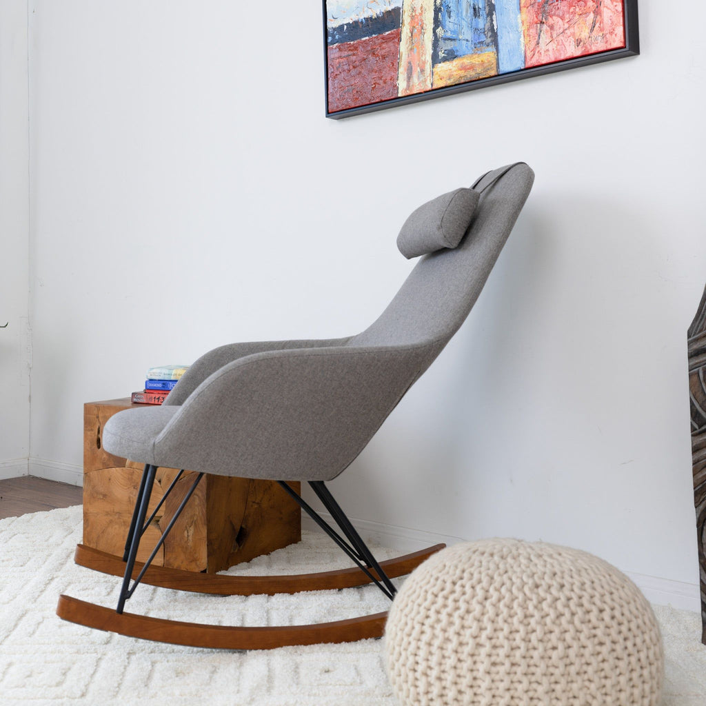 Mid-Century Modern Rocker Chair with High Density Foam - Dark Green or Dark Gray