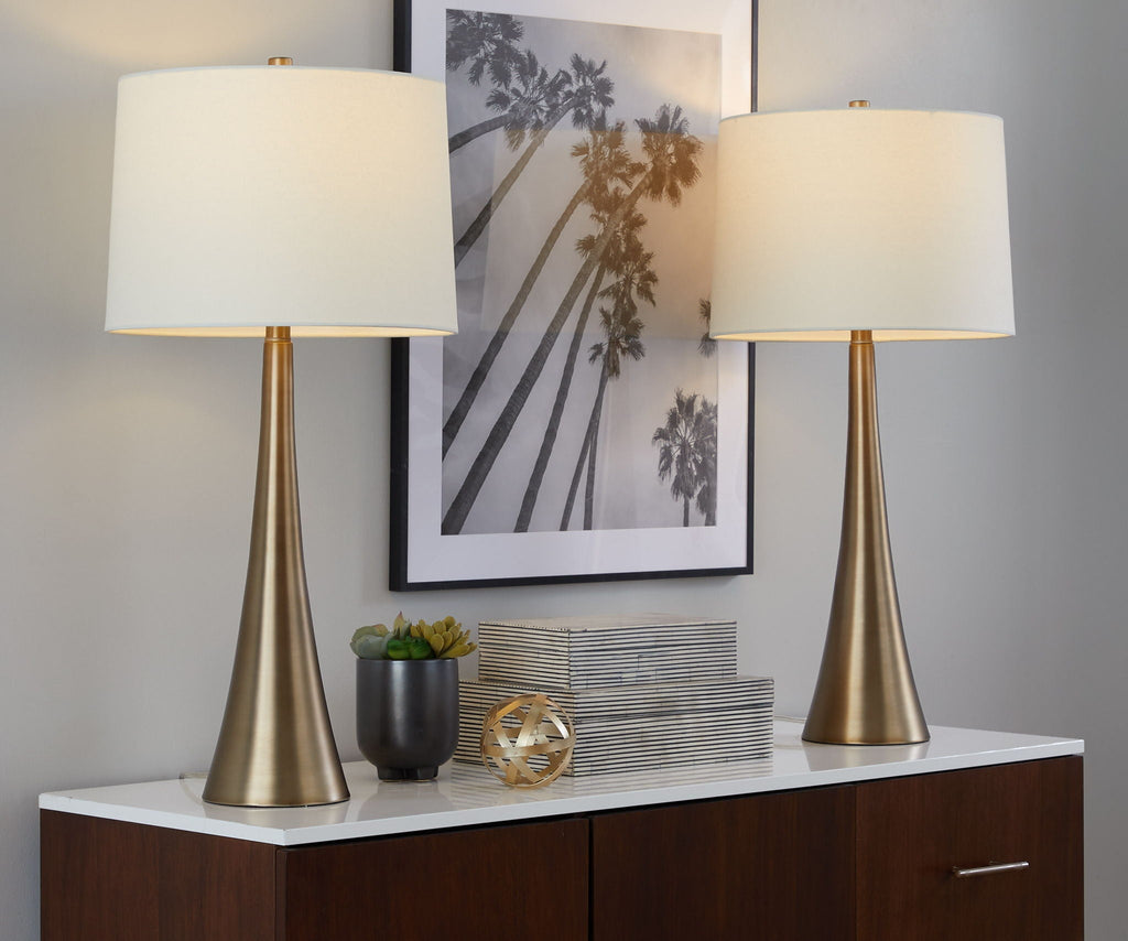 Contemporary Table Lamp Set with 3-Way Switch - Pearl Silver or Bronze