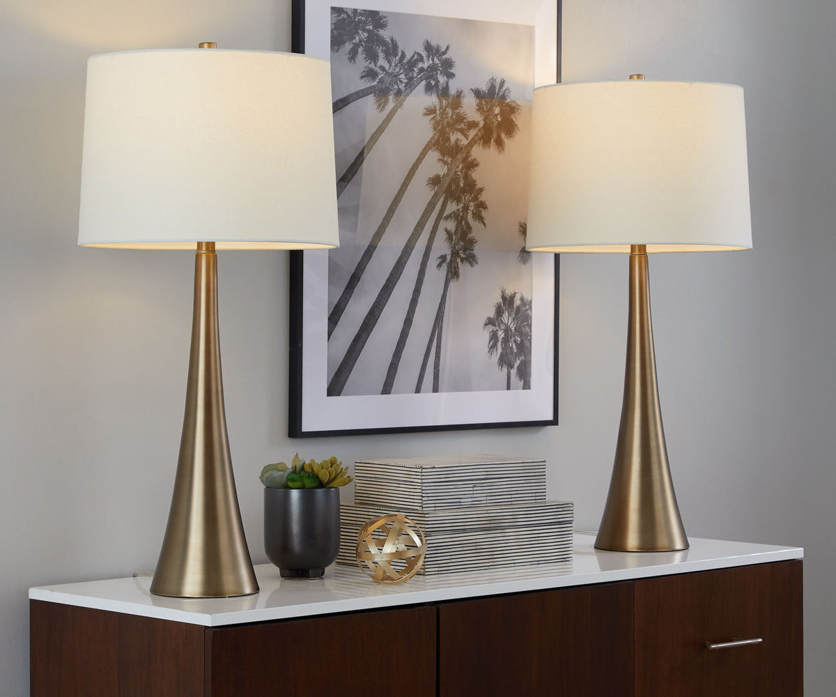 Contemporary Table Lamp Set with 3-Way Switch - Pearl Silver or Bronze