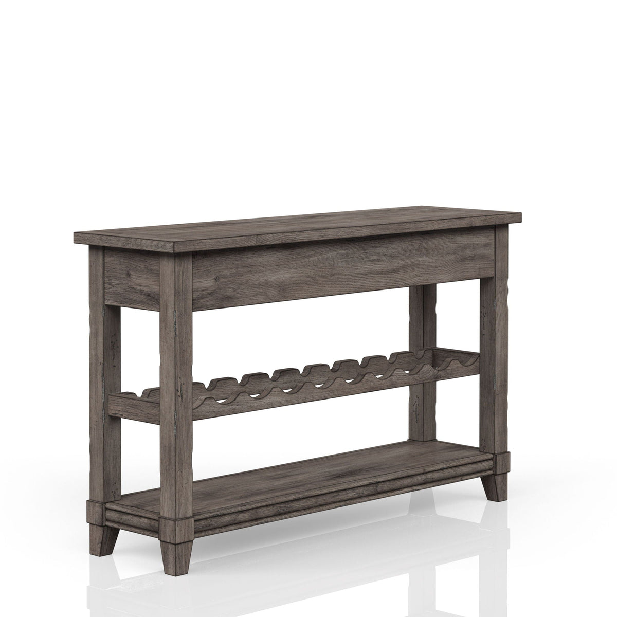 Console Table with Wine Bottle Storage and Storage Drawers - Gray
