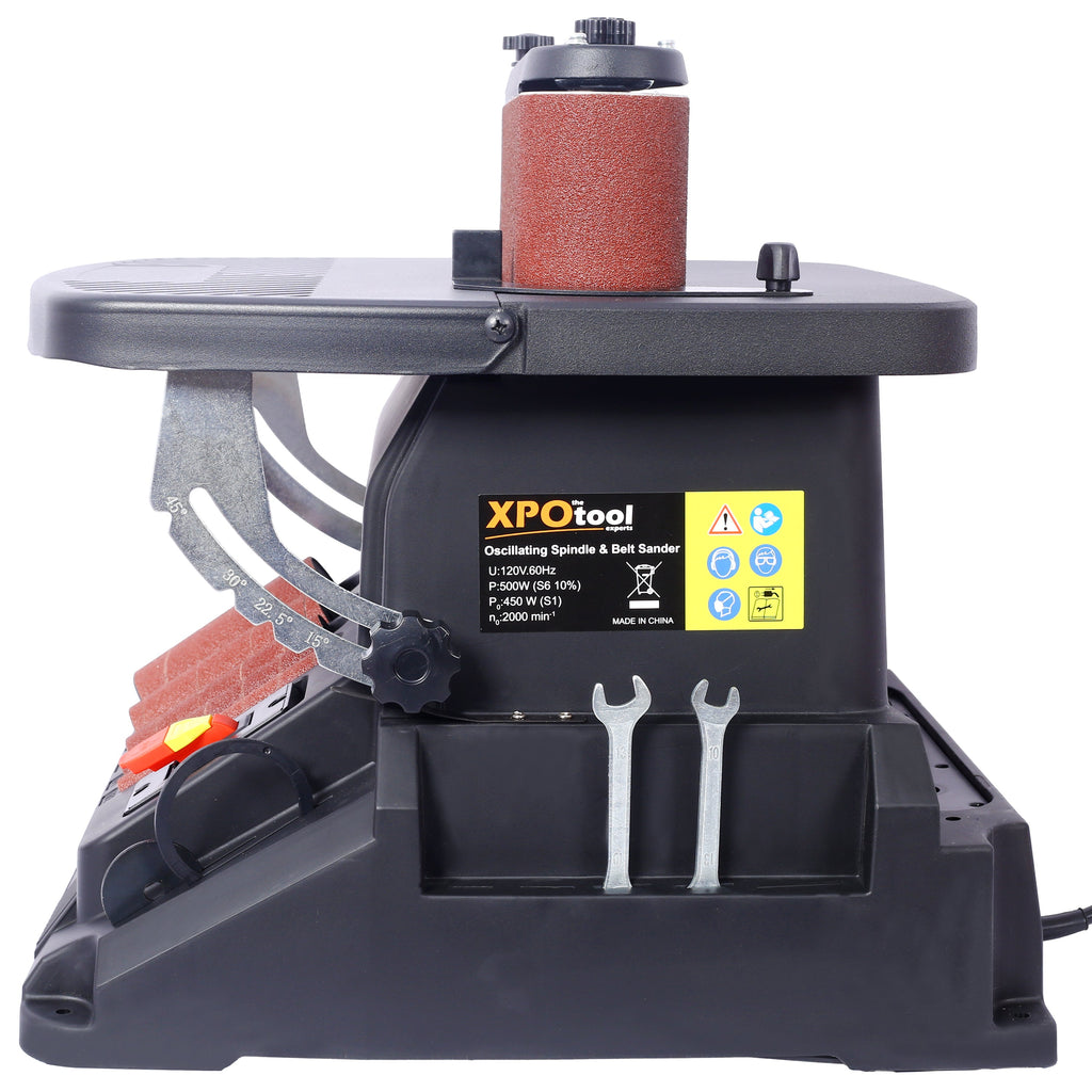 Vertical Oscillating Spindle & Belt Sander with 2-in-1 Functionality - Steel