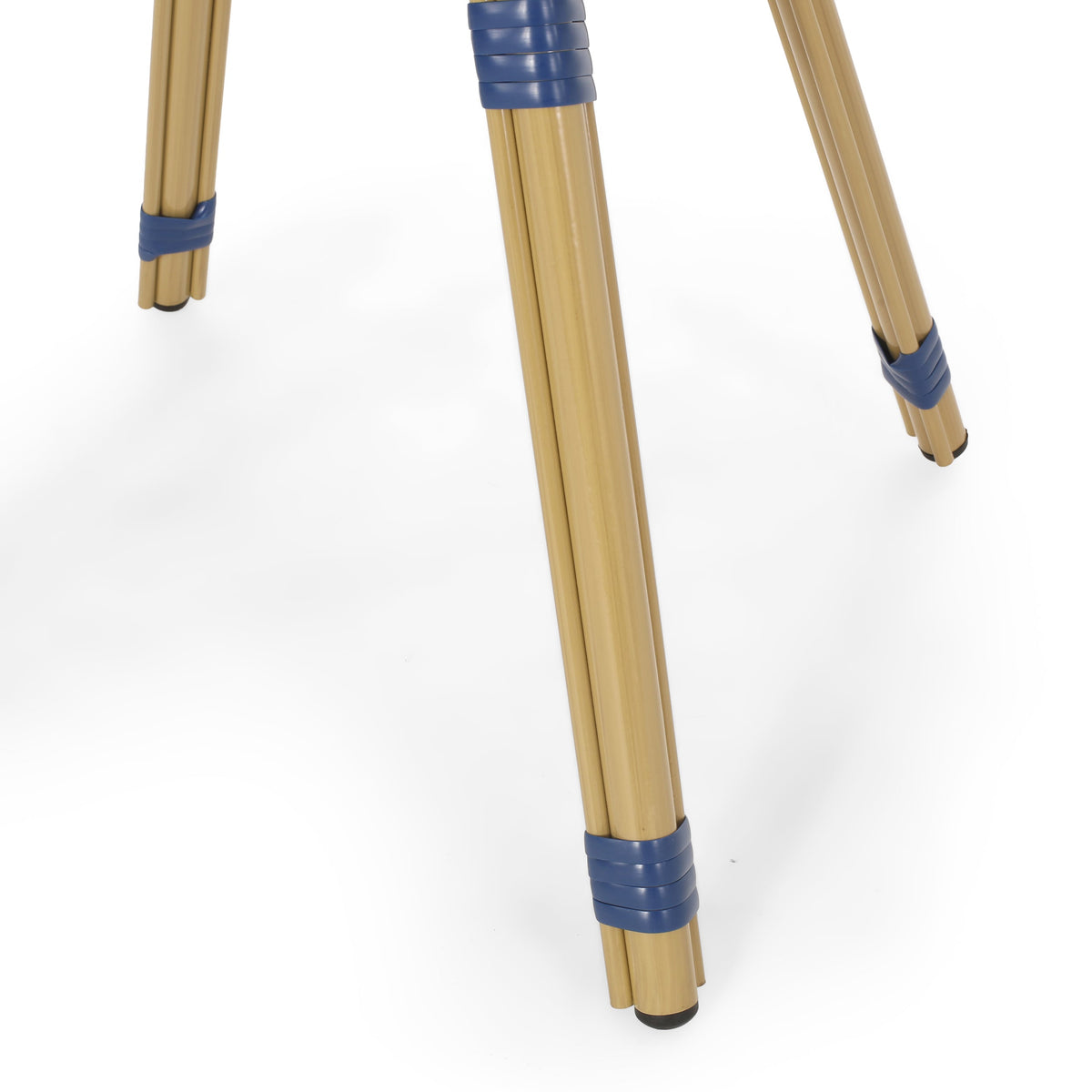 French Bistro Table with Aluminum Frame and Rattan Weave - Natural