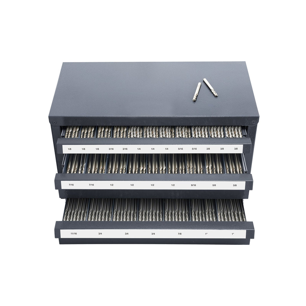 End Mill Dispenser Cabinet with 29 Compartments - Steel