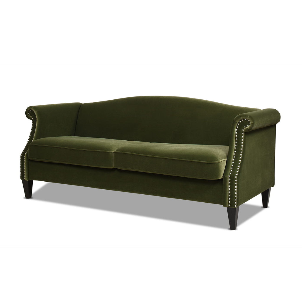 Green Camel Back Small Space Sofa with Performance Upholstery