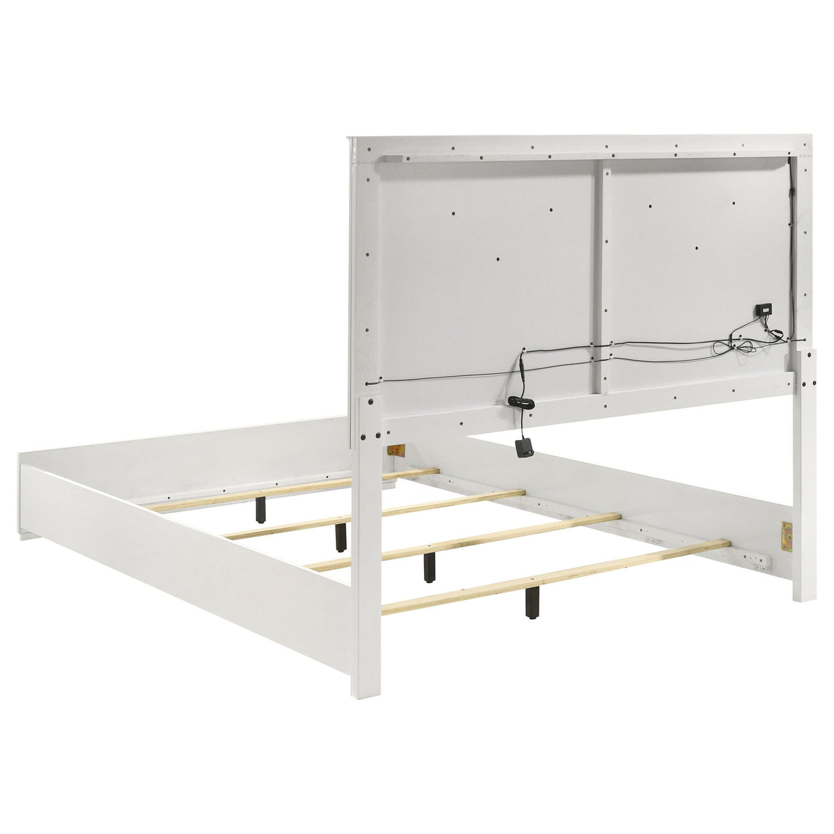 Pierce Panel Bed with LED Headboard - High Gloss Finish - White or Dark Gray
