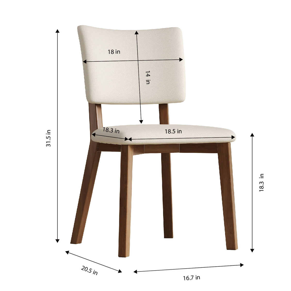 Dining Chair Set of 2 - White / Deep Walnut