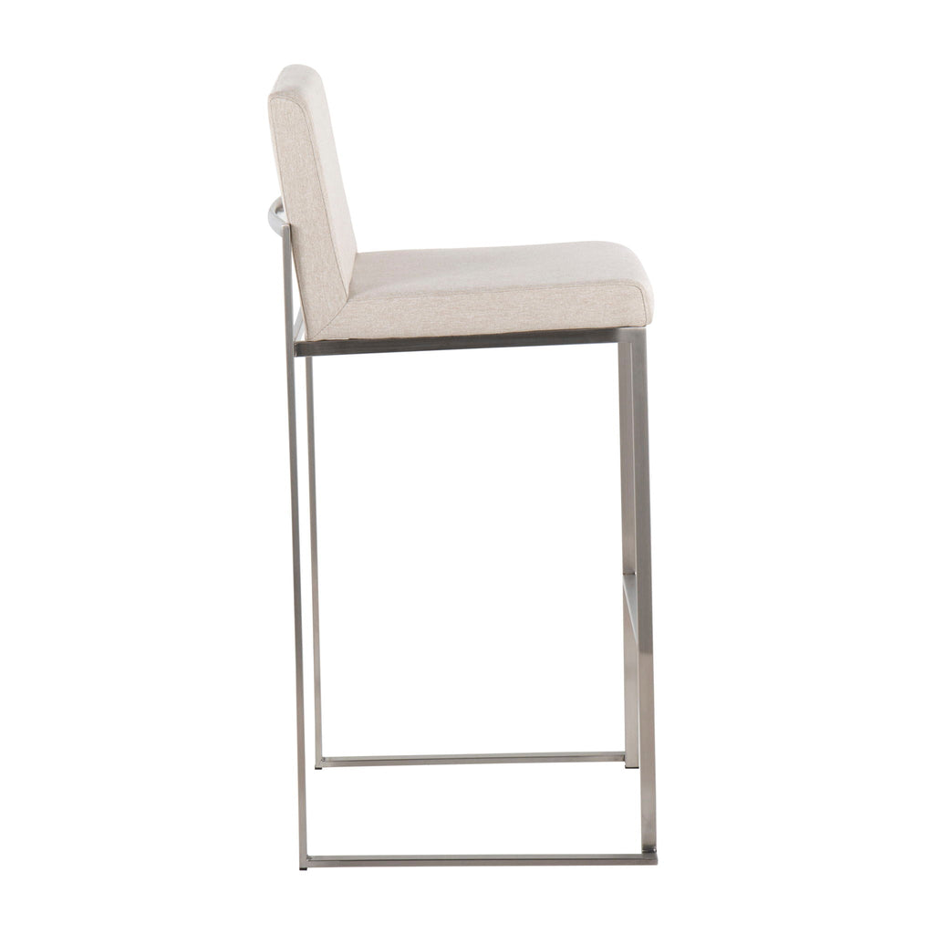 Contemporary High Back Barstool Set with Upholstered Seat – Multiple Colors