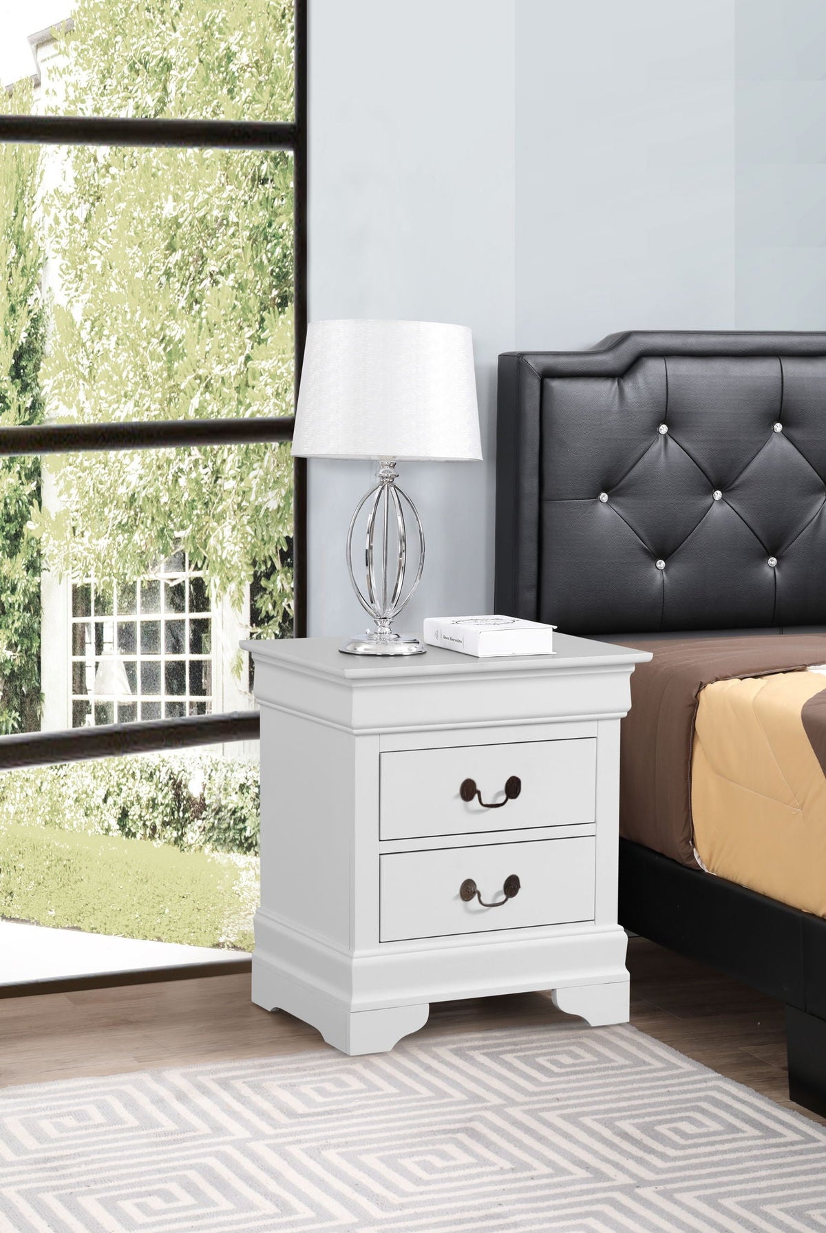 Traditional Style Design Nightstand with Classic Accent - Multiple Colors