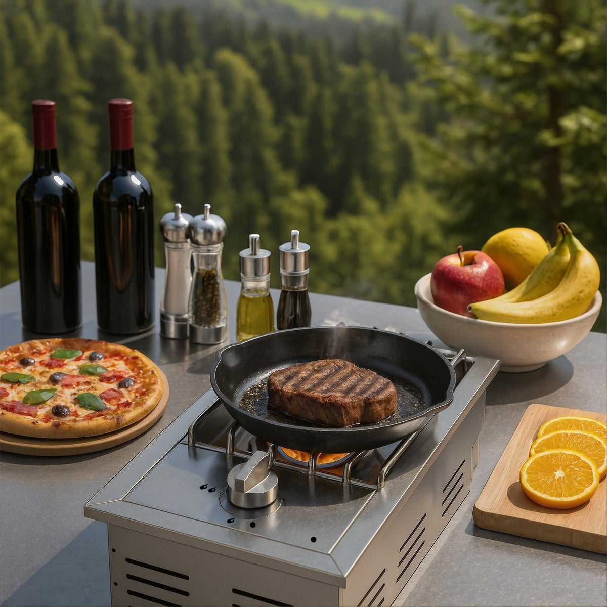 Single Grilling Side Burner with 15,000 BTU - Stainless Steel