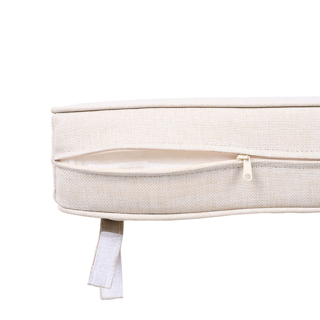 Outdoor Club Chair with Rope Arm and Cushions - Beige Teak