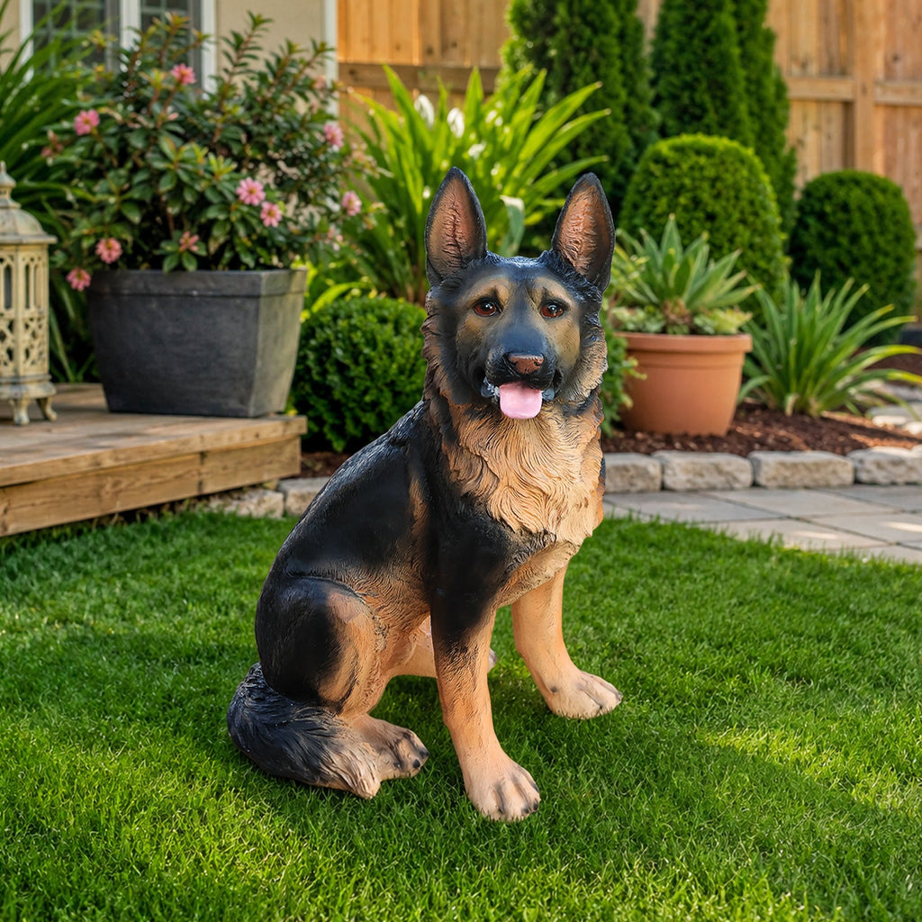 German Shepherd Dog Statue with Realistic Detail - Outdoor Resin