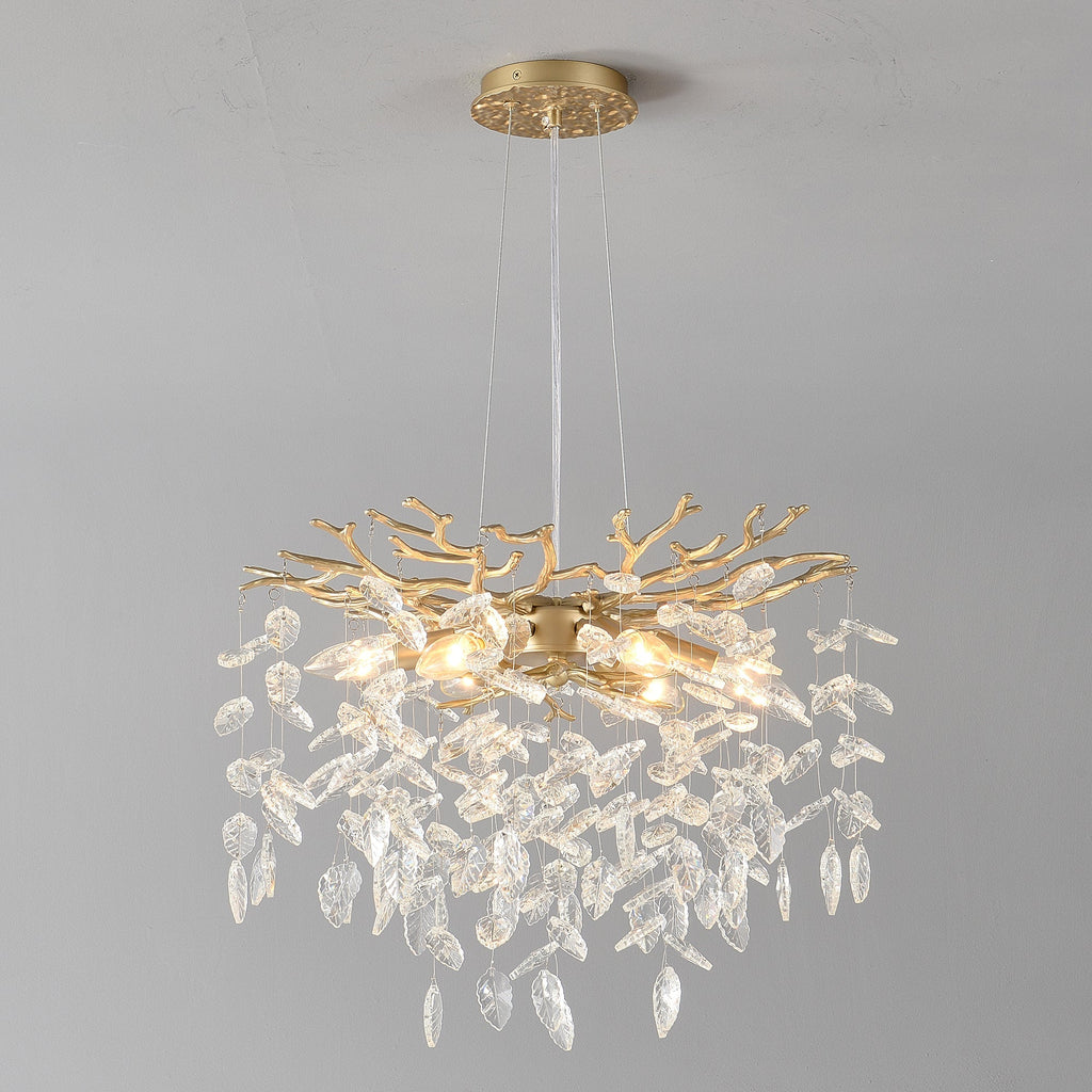 6-Light Crystal Chandelier with Gold Finish - Elegant Ceiling Lamp
