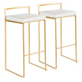 Contemporary Stackable Barstool Set with Upholstered Seat - Multiple Colors