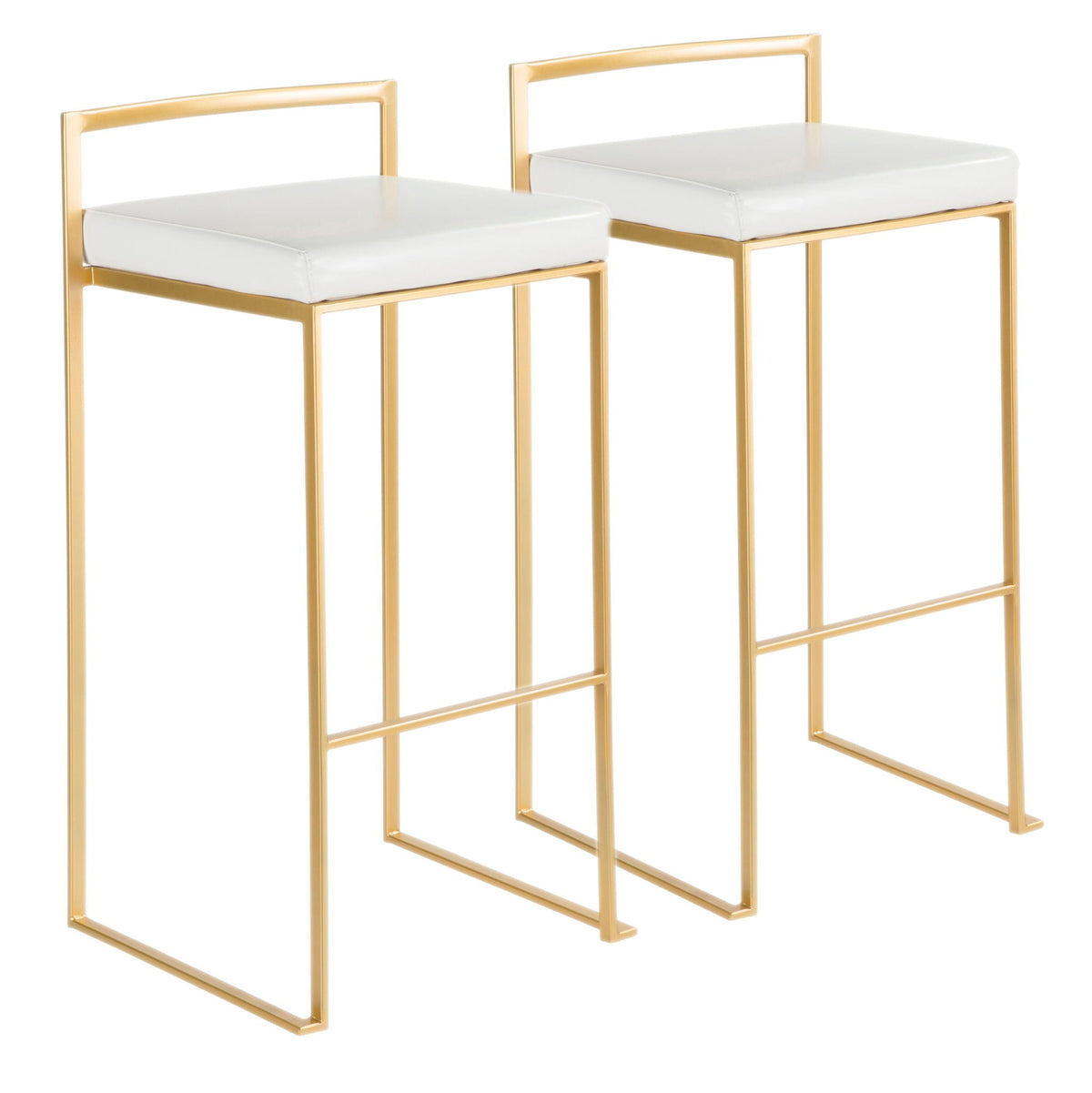 Contemporary Stackable Barstool Set with Upholstered Seat - Multiple Colors
