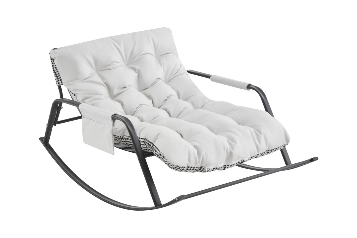 Extra-Wide Technical Leather Rocking Chair with Gliding Motion – Brown