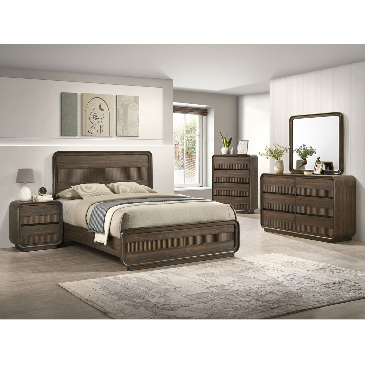 Flair Rounded Edges 1 Piece Dresser with Six Drawer Storage - Brown