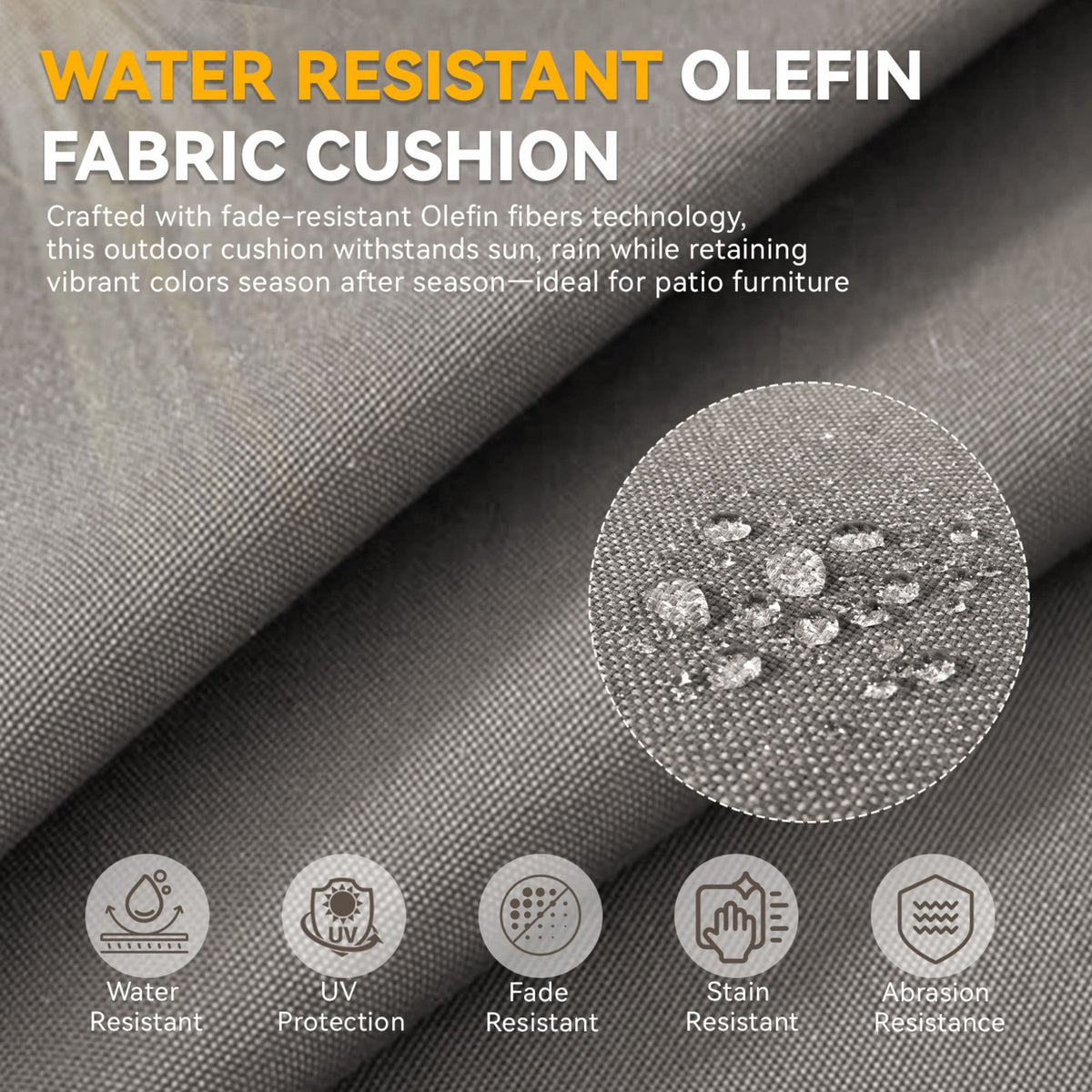 6" Thick Outdoor Chair Cushion Set with Removable Covers - Gray