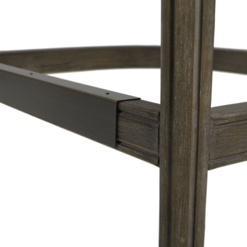 Farmhouse Counter Height Bar Stool with Backrest - Beige
