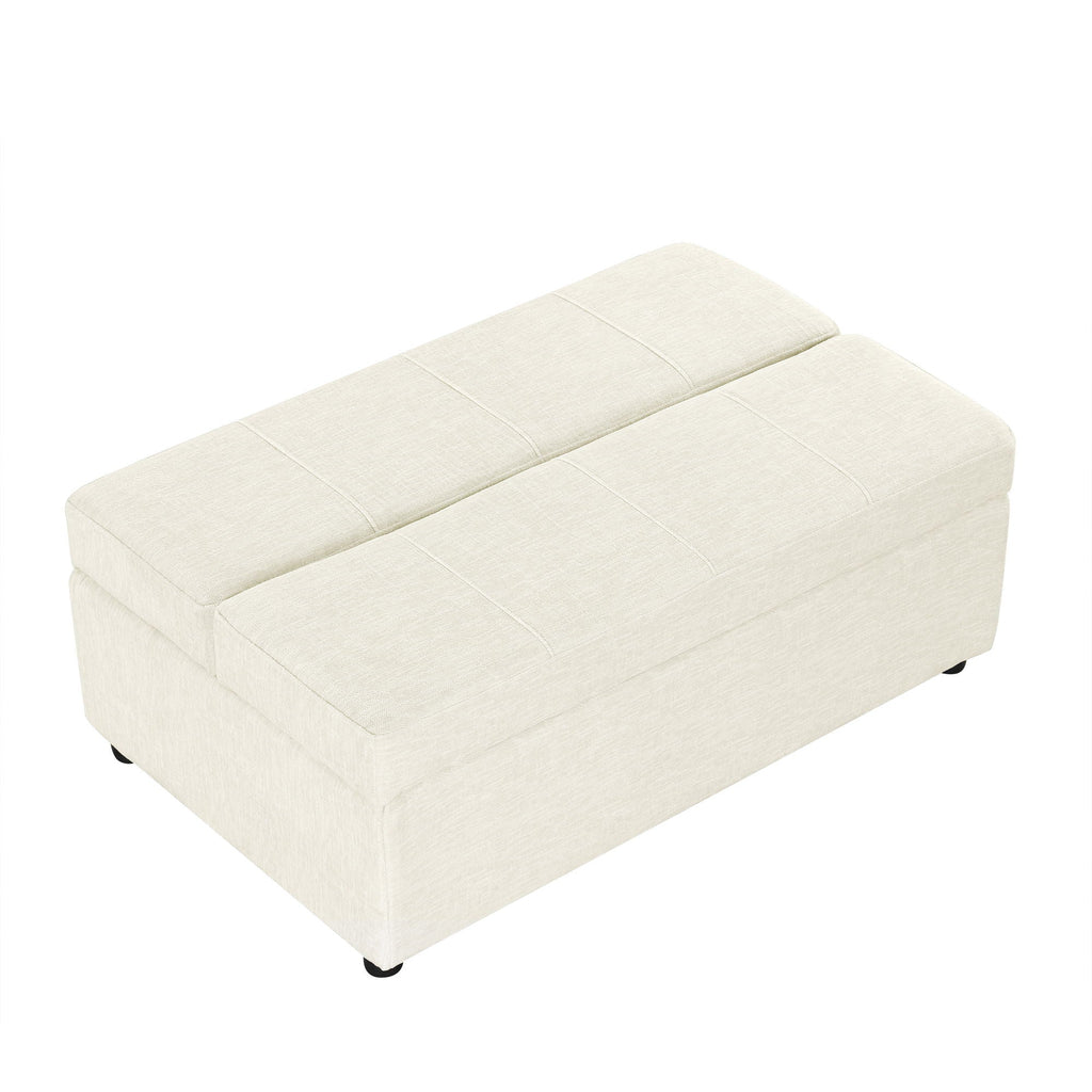 Twin Size Folding Ottoman Sleeper Bed with Mattress - Light Brown, Black, Dark Gray, White
