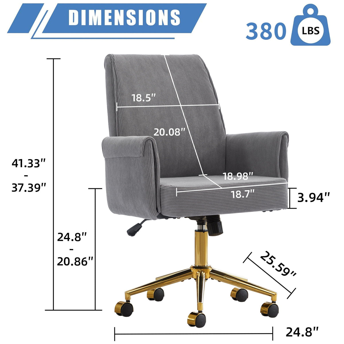 Ergonomic Mid Back Office Chair with Memory Foam Cushion - Multiple Colors