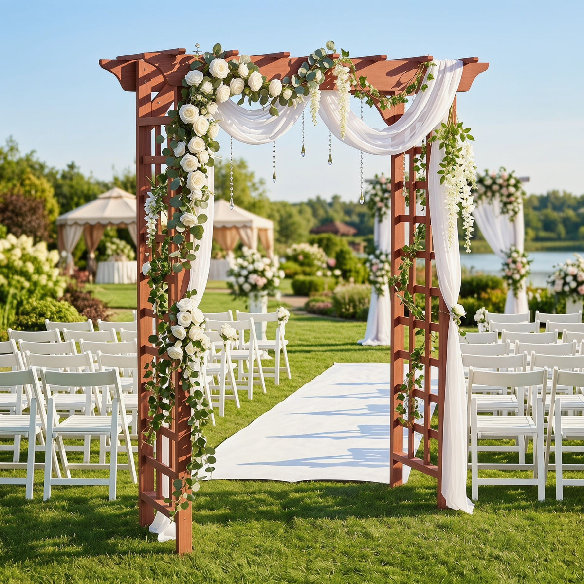 Wedding Arbor with Trellis Design - Dark Brown or Light Brown
