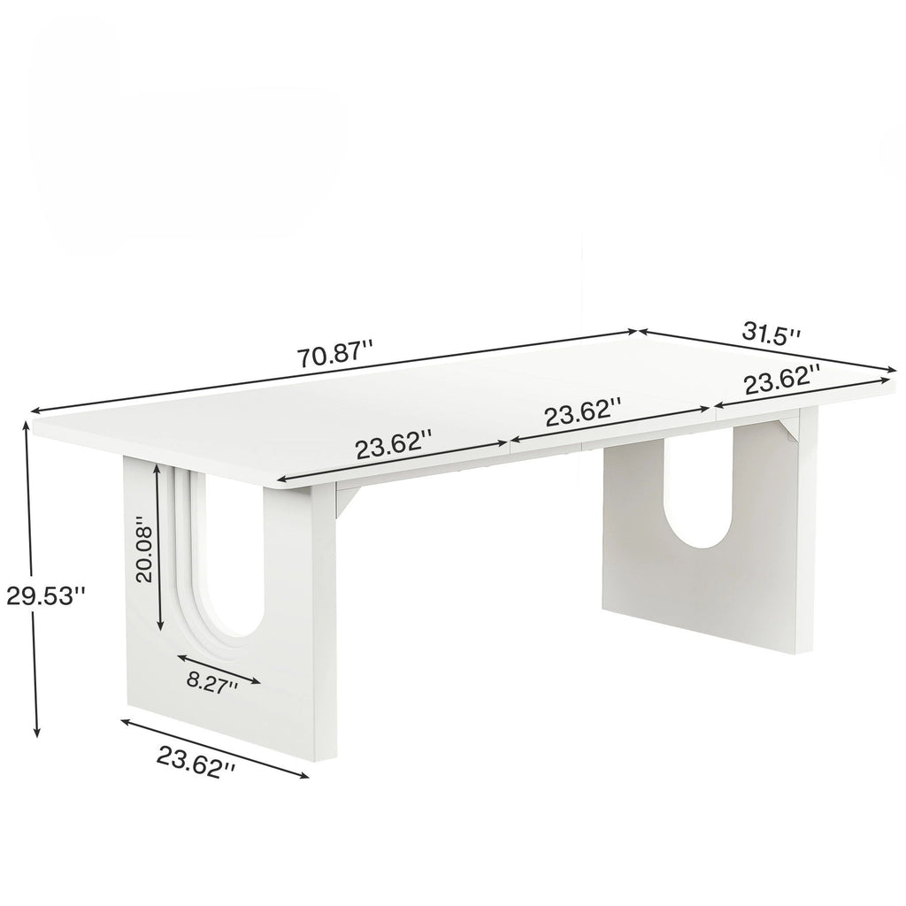 Rectangular Dining Table with Pedestal Base - Black or White