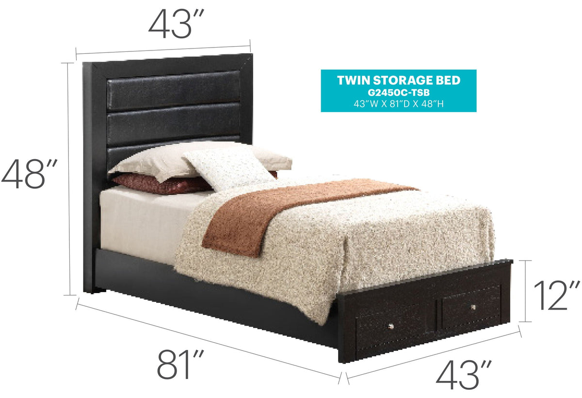 Elegant Storage Bed with Ample Storage - Dark Brown or Black