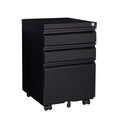 Contemporary 3 Drawer Mobile Filing Cabinet With Lock