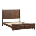 Sleigh Bed Frame with Tall Headboard and Storage Bench - Dark or Light Brown