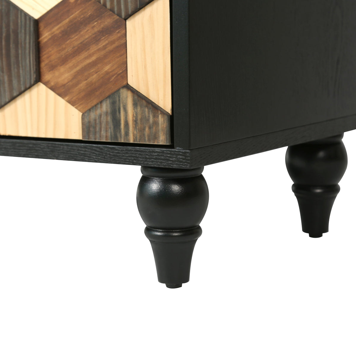Modern Accent Cabinet with Honeycomb Pattern Doors - Antique Black or Brown