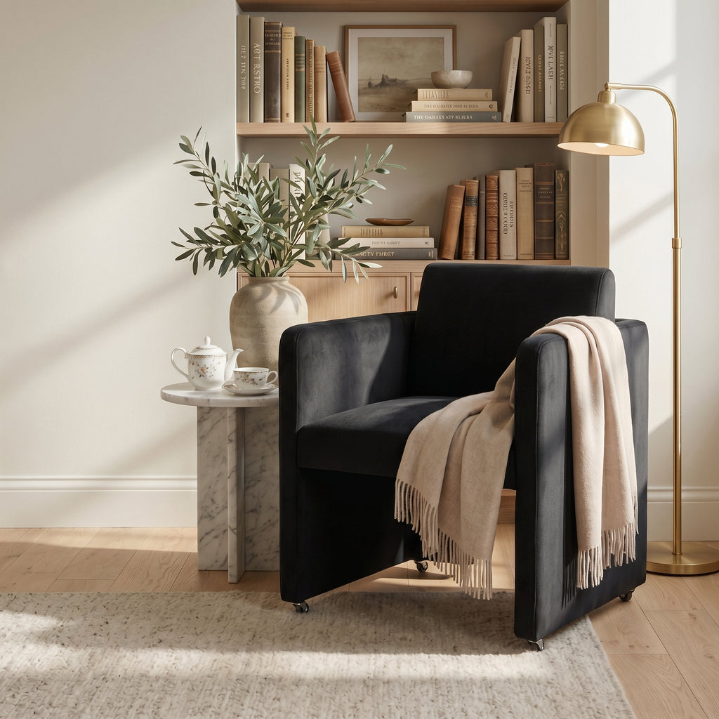 Modern Barrel Dining Chair with Velvet Upholstery - Gray