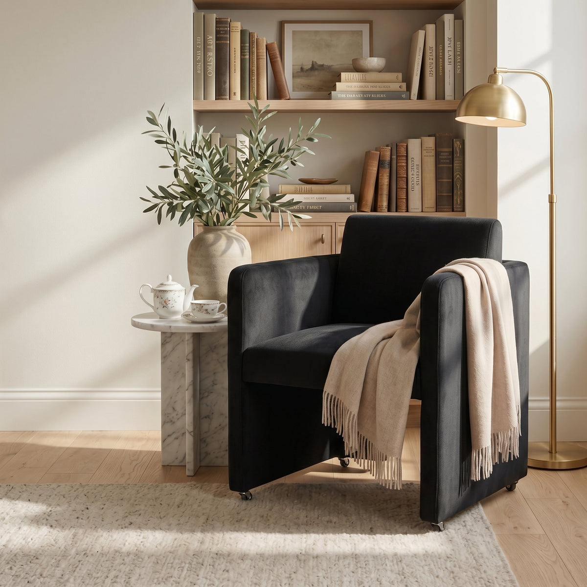 Modern Barrel Dining Chair with Velvet Upholstery - Gray