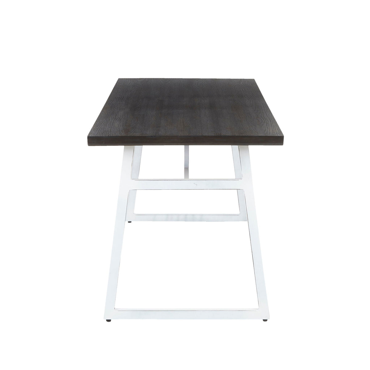 Industrial Dining Table with Geometric Metal Frame - Vintage White/Espresso