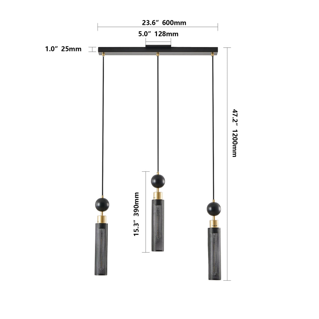 Modern Pendant Chandelier with Adjustable Lighting - Black & Gold