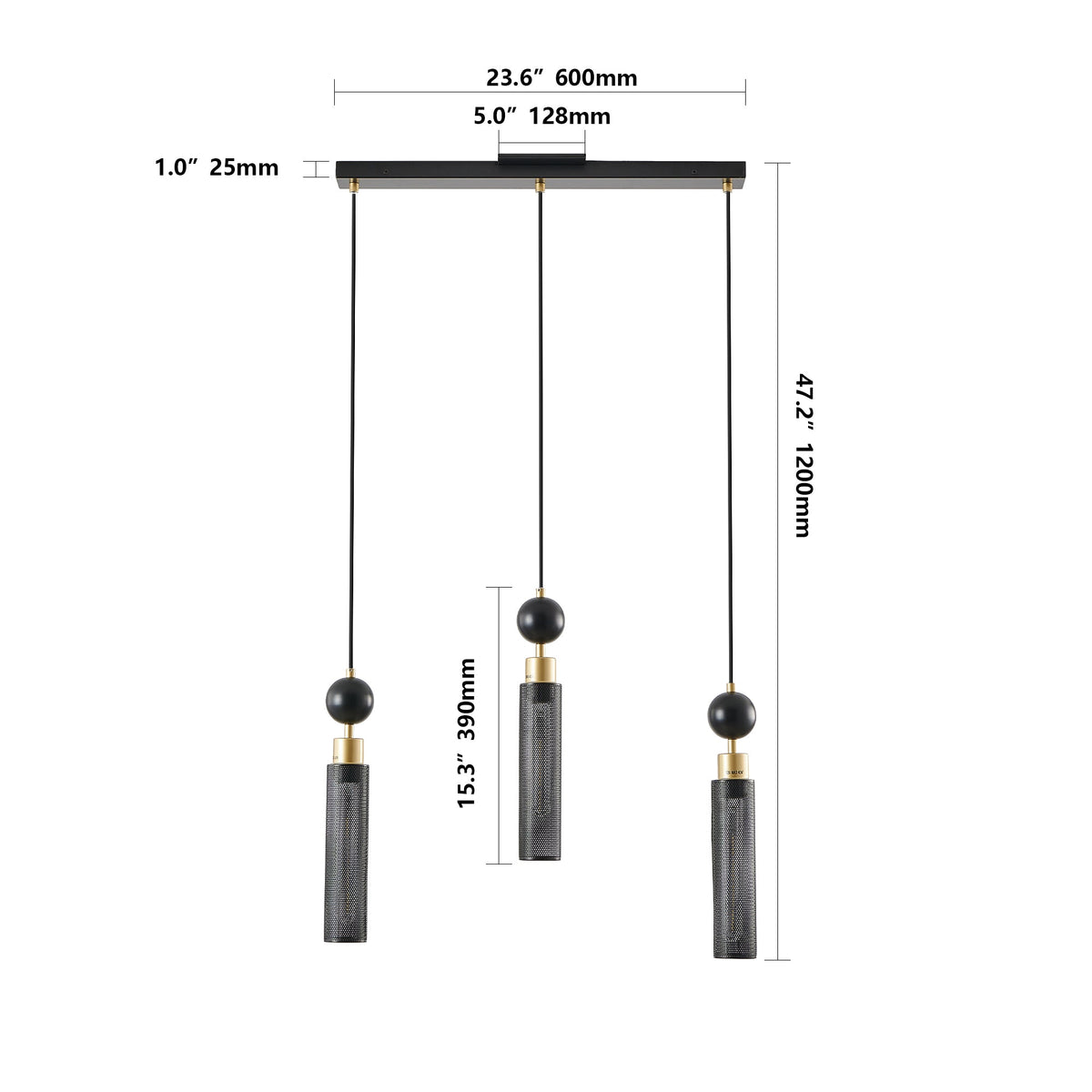Modern Pendant Chandelier with Adjustable Lighting - Black & Gold