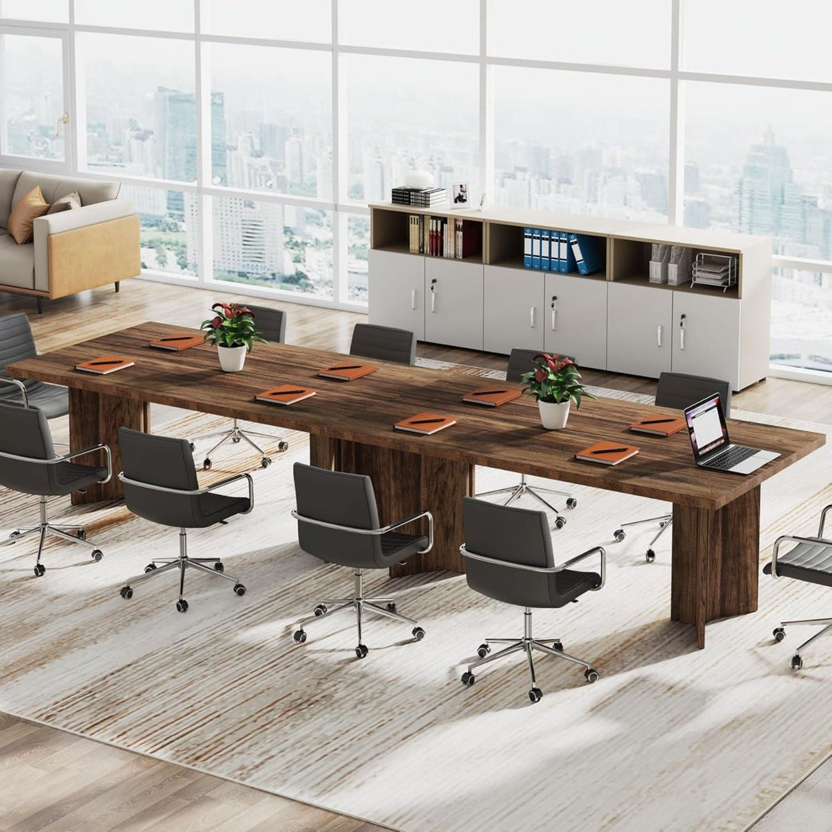 Vintage Executive Desk with Thickened Tabletop – Light Brown or Dark Brown