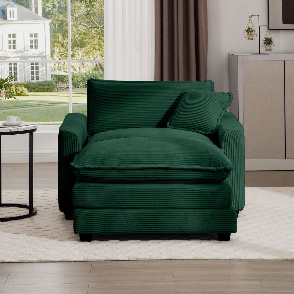 Modern Comfortable Single Chair & Ottoman with Deep Seat - Multiple Colors