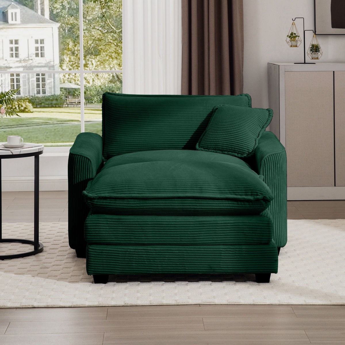 Modern Comfortable Single Chair & Ottoman with Deep Seat - Multiple Colors