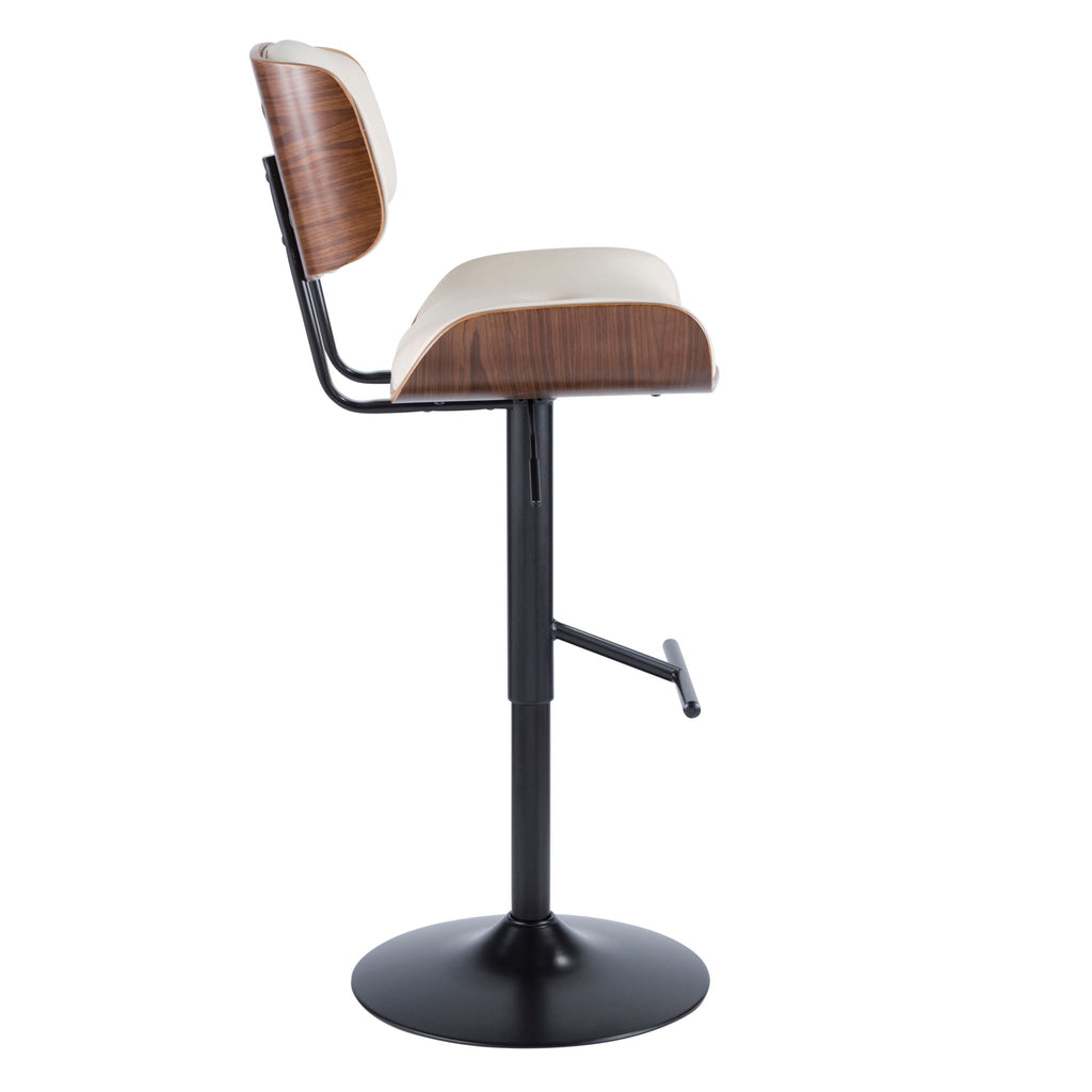 Mid-Century Modern Adjustable Barstool with Swivel - Black, White, Dark Gray