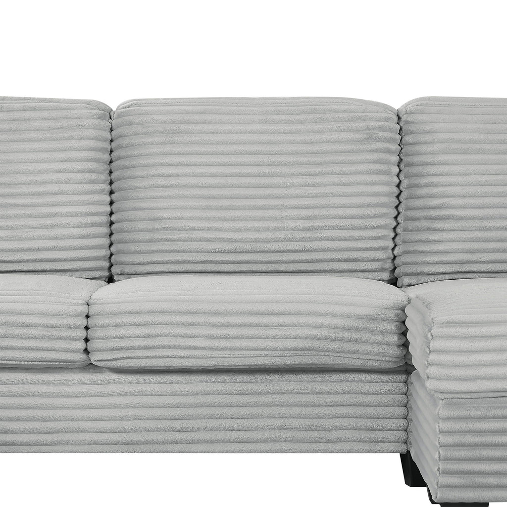 Upholstered U-Shaped Sectional Sofa with Movable Ottoman and Storage Pockets - Multiple Colors
